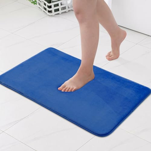 MIULEE Alfombra de Baño Antideslizante de Microfibra y Espuma de Memoria – Suave, Absorbente, de Secado Rápido, Lavable a Máquina – 40x60 cm, Azul Petróleo