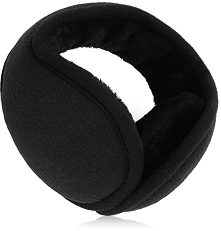 Lusofie Foldable Fleece Earmuffs For Men And Women, Adjustable Black Soft Earmuffs Suitable For Winter Outdoor Sports