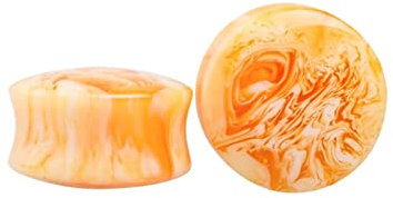 KnSam 2 Stück Tunnel Flesh Harz, Gelb Tunnel Dehnstab Set 10mm Ohrstecker Set Rock für Unisex