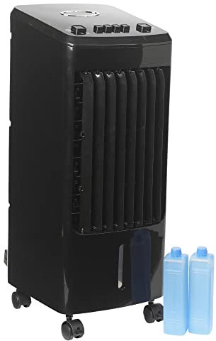 URBNLIVING Portable Air Cooler AC Fan Conditioner Ventilation Unit on Wheels with 2 Ice Packs Black