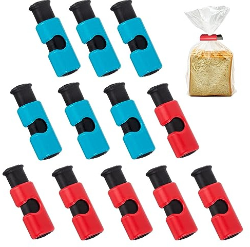 AWAVM 12PCS Kitchen Storage Bags - Red & Blue, Air & Moisture Tight Seal, Disposable, Press Closure, PP Material