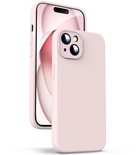 Supdeal Custodia in Silicone Liquido per iPhone 15, [Protezione Fotocamera] [Cover in Microfibra] [Protezione a 4 Strati], Case Ultrasottile e con Presa Comoda, 6,1 Pollice, Rosa