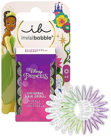invisibobble KIDS Disney Tiana Mehrfarbig – 6er Set Spiral Haargummi, Haargummis Mädchen, Zopfgummi ohne Ziepen – Perfekter Halt & Komfort für Kinder