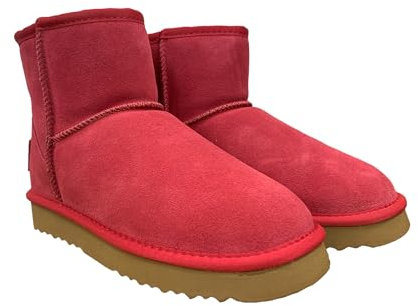 OOG Damen Lederboots mit Teddyfell Echt-Leder warm gefüttert Schnee Boots Winter Boots (58541Pink, EU Schuhgrößensystem, Erwachsene, Damen, Numerisch, M, 38)