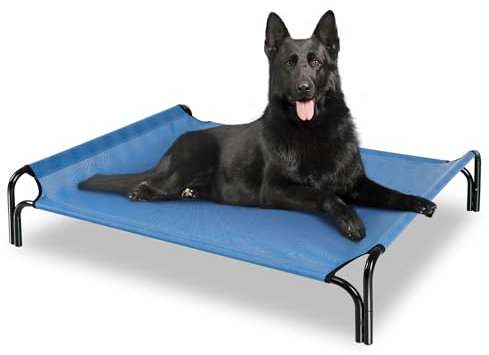 PetEase Kühlendes erhöhtes Hundebett, tragbares Hundebett, mit waschbarem Netz und leistungsstarken Anti-Rutsch-Füßen, langlebig für den Innen- und Außenbereich (groß, blau)