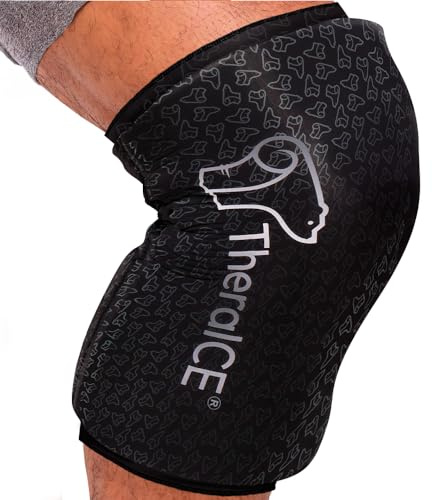 TheraICE Knee Ice Pack Wrap PRO Compression Sleeve for Injuries | Reusable Gel Cold Packs Brace Cold Wrap Recovery for Meniscus ACL MCL Surgery | FocusZone for Extra Cooling & Pressure | Women & Men