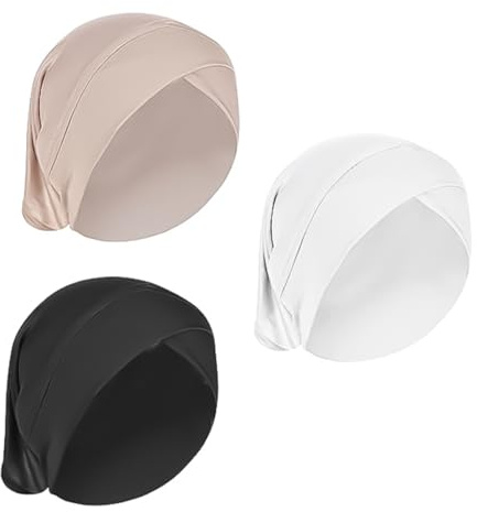 Alnicov 3 Stück innere Hijab-Kappen für Damen, einfarbig, Kreuz-Turban, Untertuch, atmungsaktiv, vollständiger Bezug
