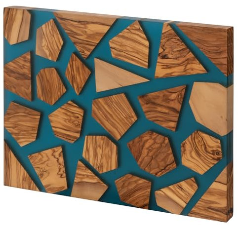 Cookaholic Olive Wood Resin Cutting Board, Resin & Wooden Cutting Boards for Kitchen, Wood & Resin Charcuterie Boards，Kitchen Meal Prep Serving Tray Versatile Cheese