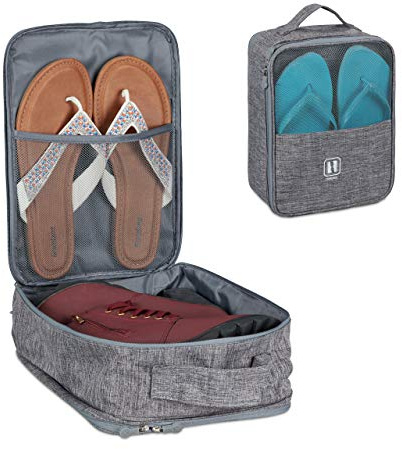 2 x skoväska, för vagn, transportskor, tofflor, sneakers, skoförvaring H x B x D: 30 x 23 x 14 cm, grå, GRÅ, 30 x 23 x 13 cm