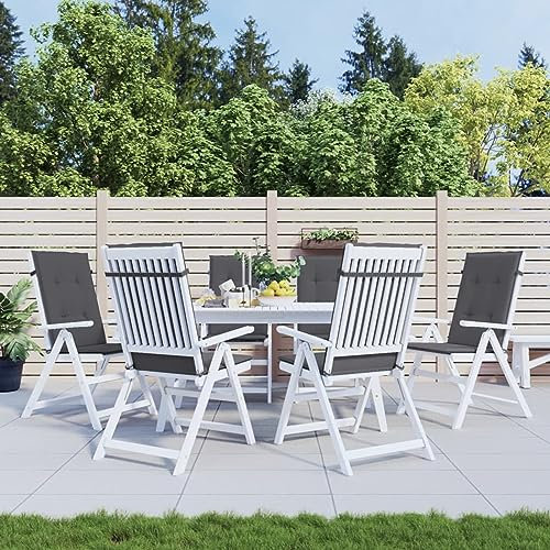 Gecheer Gartenstuhlauflage Gartenstuhl Auflage Gartenstuhl Kissen Sitzkissen Stuhlkissen Seitenkissen Polster Stuhlauflage Sitzauflagen Sitzpolster für Hochlehner 6 STK. Anthrazit 120x50x3 cm