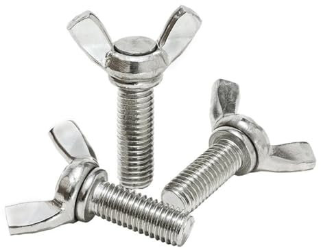 Sicherungsmuttern, 5 Stück/Los, Schmetterlings-Sicherungsmuttern, M3, M4, M5, M6, handfest anziehende Flügelkopf-Rändelschrauben, Edelstahl 304, Länge 8–50 mm (Farbe: M3, Größe: 12 mm x 5 Stück) (Col