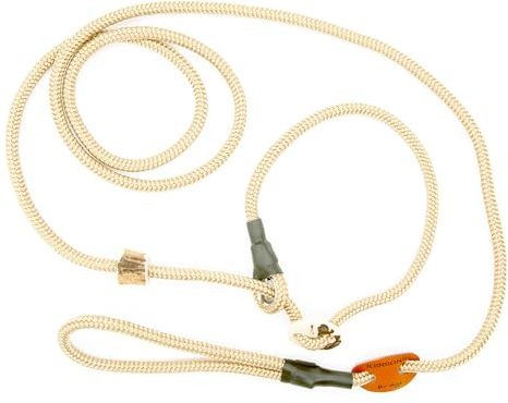 Showleine mit Stopper/Zugstopp - BEIGE | 6 mm Durchmesser x 160 cm Länge - Sportliche Vorführleine/Ausstellungsleine für Hundeausstellungen