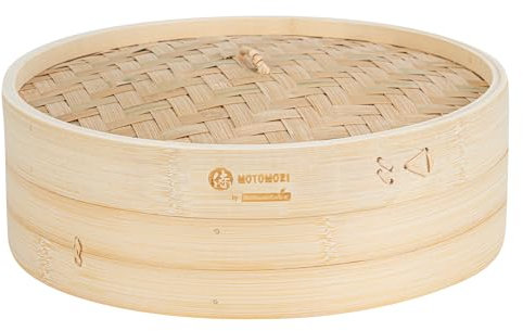 Restaurantware - Motomori 12 Inch Bamboo Steamer Set, 10 Reusable Dumpling Steamers - Includes 1 Lid And 1 Tier, Durable, Bamboo Asian Steamer Baskets, For Steaming Vegetables, Meats, And More