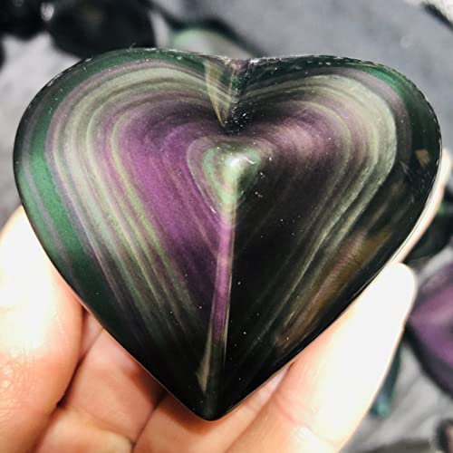 Haussammlung Natürlicher Kristall, rau, Regenbogen-Herz, Liebe, geschnitzte Quarzkristallsteine, Kristalle, Mineralien, Exemplar, Dekor, Geschenk, Handfläche, Handschmeichler, , ausgleichende Heimdeko