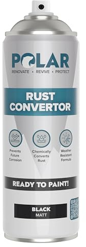 Polar Rust Converter Spray - 500ml | Matt Black | Effective Rust Converter for Metal | Weather Resistant Protection Against Corrosion | Ideal for Vehicles, Trailers, Fences & Storage Tanks | Rust Converter Spray for Metal, Matt Black Finish, Corrosion and UV Resistant, Weatherproof, Vehicles, Trailers and Fences