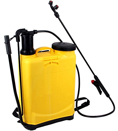 WODFARR Tryckspruta, ryggsäck 16 liter, 16 L enrörsspruta, 16 L spray, vatten/ogräsmedel/gödselmedel (gul)