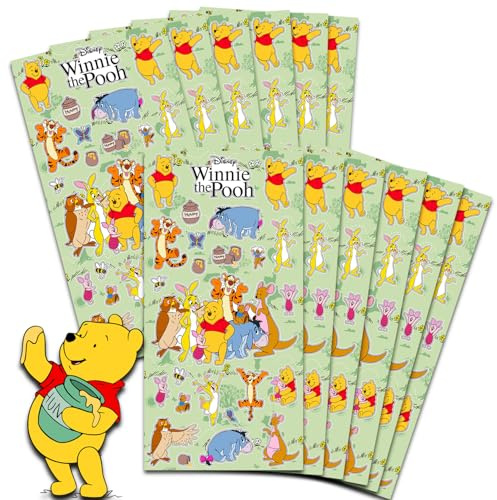 Winnie Puuh Partygeschenke für Jungen und Mädchen, 12 Stück, Pooh-Bär-Aufkleberbögen für Kindergeburtstag, Partytüten | Winnie Puuh Partyzubehör-Set