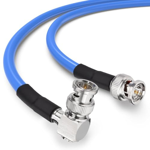 Superbat Cavo SDI 1m 3G/6G/12G BNC Angolato 75 Ohm Maschio a Maschio RG6 | 1 Pezzo, Doppia Schermatura, Corto, Placcato Oro, 4K UHD/8K, per Blackmagic, Videocamere, Convertitori, Monitor, CCTV