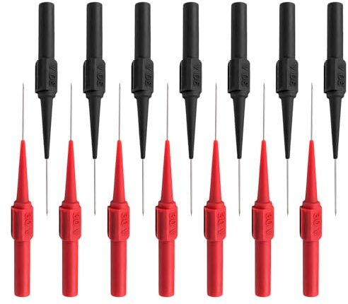 14 Stück Messspitzen für Multimeter, 0.7mm Testsonde, Multimeter Prüfsonde, Isolationspiercing Nadel, Bananenstecker kabel Sonde, Abnehmbare Sonde für Professionellen Messung(Rot Schwarz)