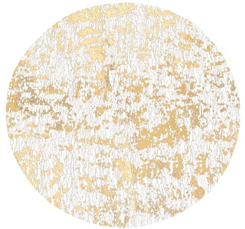 13 Zoll Runde Tischsets in Gold, 12 Stück Metallisch Einweg-Tischsets mit Goldfolie Mesh Gepresst für Esstisch, Hochzeit, Geburtstag, Party, Weihnachten