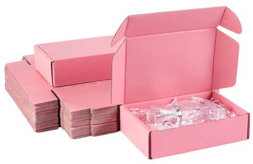 PH PandaHall Paquete de 30 cajas de envío rosas para embalaje de correo, cajas de cartón para pequeñas empresas resistentes, caja de regalo resistente de doble cara, caja rosa para embalaje de velas