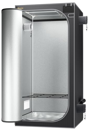 Bloomint Growzelt 100 x 100 x 200 cm Anbauzelt 2.0, Stabiler Stoff, Hochreflektierendes Diamantmuster Grow Tent