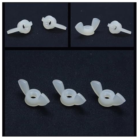 3–10 Stück Nylon-Flügelmuttern, Kunststoff-Flügelmutter, M3, M4, M5, M6, M8, M10, M12, weiß, Nylon-Flügelmutter handfest anziehen(M5 10pcs)