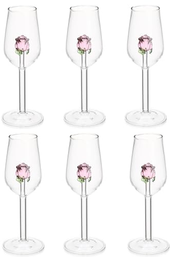 Cabilock Ensemble 6 Verres À Vin En Cristal Style Européen 8.5 Oz Flûte Stable Antidérapante Pour Maison Restaurant Cadeau