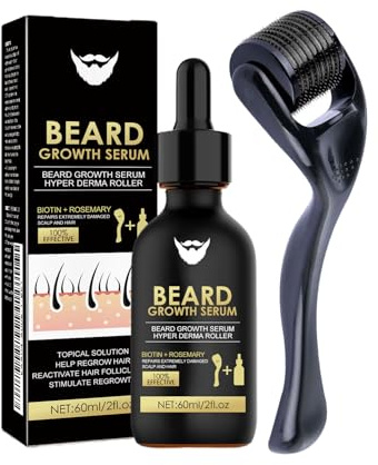 Beard Growth Kit, 0.5mm Derma Roller for Beard Growth,Beard Growth Serum, Stimulate Beard and Hair Growth,Beard Kit For for Beard Rapid Growth and Thickening,Gifts for Men Father