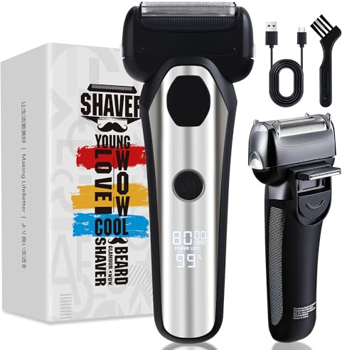 NONK Rasoio elettrico, Rasoi elettrici per il viso, Rasoi cordless ricaricabili, Rasoi asciutti bagnati Rasoi Barba Trimmer Rasoio da viaggio per gli uomini, Idea di ricarica di tipo C Regalo da uomo