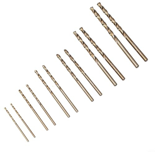 Set di 10 punte per trapano HSS M35 al cobalto da 1 mm, 1,5 mm, 2 mm, 2,5 mm, 3 mm, per foratura in acciaio inox e metallo, punta divisa a 135°