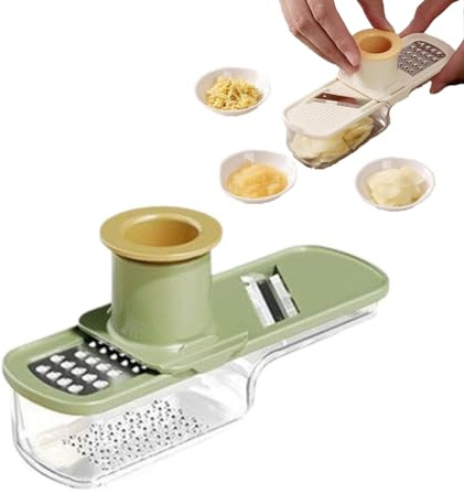 Mini Garlic Slicer,3-in-1 Multi-Functional Garlic Slicer & Grater Cutter with Container,Safe Ergonomic Handle for Easy Squeeze and Cleaning