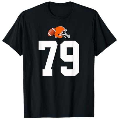 Americano Fútbol Casco Estilo Vintage Número 79 Camiseta