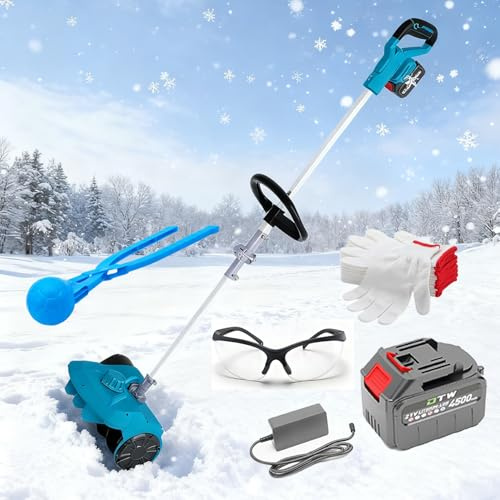 Snow Removal Machine, Foldable Cordless Snow Shovel With 2 Batteries, Clearing Width 35cm, 8m Throwing Distance, Lightweight Portable Snow Thrower Outdoor, For School Roads Driveways Walkwa 1 battery