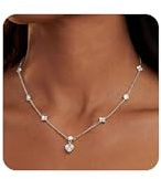 FIOROYAL Halskette Damen Kette Gold Silber Damen 14K vergoldetes Cubic Zirkonia Herz-/Kleeblatt-Halskette für Frauen Nicht Anlaufend Personalisiert Schmuck Geschenke Hochzeiten Bälle Bräute
