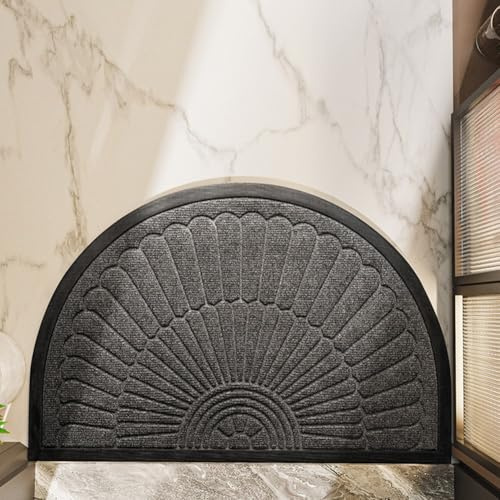 QOXEZY Tapis d'entrée avant robuste pour la maison et la terrasse, rainures nervurées, design antidérapant et discret, 45,7 x 81,3 cm, utilisation en intérieur/extérieur (Doloba, gris, 50 x 80 cm)