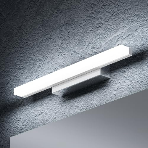 doporro Spiegelleuchte Bad 40cm LED Spiegellampe Badezimmer Lampe | 6000K Badlampe Wand über Spiegel Kaltweiß Badezimmerleuchte 9W Spiegelschrank Beleuchtung, Chrom, Spiegelstrahl