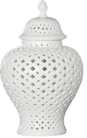 FewNvWa Jarra de Jengibre de Cerámica con Tapa Caja Coleccionista Y Jarrón para Exposición Centro Flores Sala de Estar Oficina Dormitorio Fiesta, Alt. 27,5 cm Boca 7,2 cm