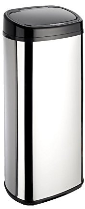 Dihl 68L Onyx Chrome with Black Lid Stainless Steel Auto Touchless Hands-Free Sensor Kitchen Waste Dust Bin Automatic Motor