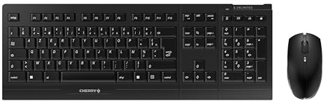 CHERRY B.Unlimited 3.0, Kabelloses Tastatur- und Maus-Set, Französisches Layout (AZERTY), 2,4 GHz Funk, Dauerhaft Abriebfeste Tasten, Wiederaufladbar, Schwarz