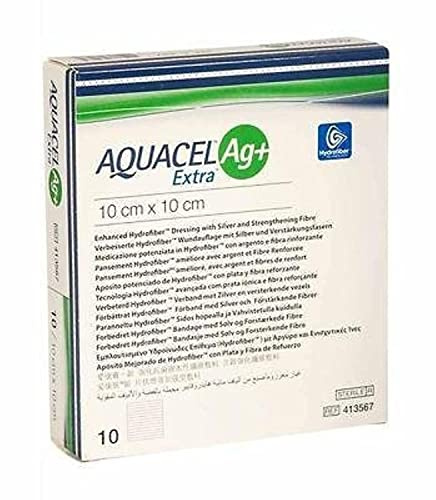 Aquacel AG+ Extra Silberne Hydrofaser-Wundkompresse, 10 cm x 10 cm, 10 Stück