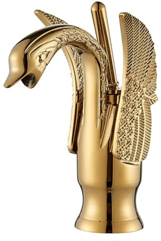 Suguword Gold Bathroom Faucet Washbasin Mixer Tap - Golden Animal Swan Tap