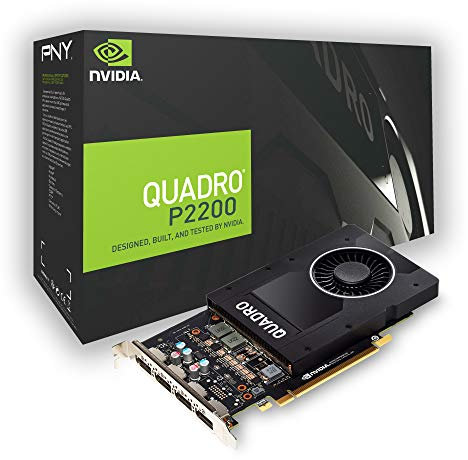 PNY Quadro P2200 Professional Graphic Card 5GB GDDR5 PCI Express 3.0 x16, Single Slot, 4x DisplayPort, 5K Support, Ultra-quiet active fan