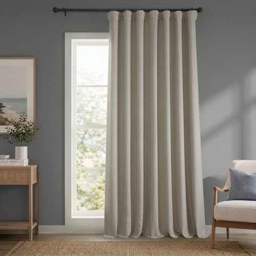 HPD Half Price Drapes Boch-LN1857-84-DW Verdunkelungsvorhang, extra breit, 1 Stück, 100 x 84, Haferflocken | HPD Half Price Drapes Raumverdunkelnde Vorhänge für Schlafzimmer, strukturiert, ungefüttert, Stangentasche, Rücklasche