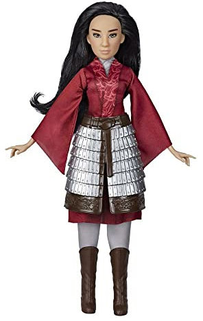 Hasbro Disney Prinzessinnen Disney Mulan Modepuppe mit Rüstungsrock, Schuhen, Hose und Oberteil, inspiriert von Disneys Realverfilmung Mulan, Spielzeug für Kinder und Sammler