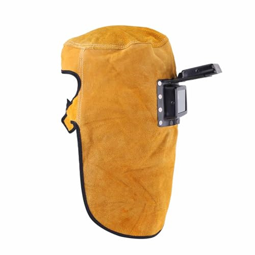 Cowhide Leather Welding Helmet with Flip Lens,Welding Hood Protective Gear Mask Work,Clamshell Welding Hood All Round Heat Breathable