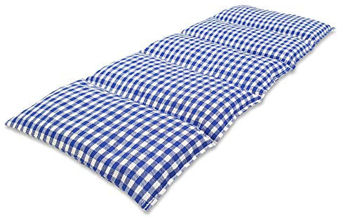 Almohada Termica 50x20 cm - Relleno: 800 Gramos de Huesos de Cereza. Forro: 100% Algodón - Cojín de Calor y Frio (azul a cuadros)