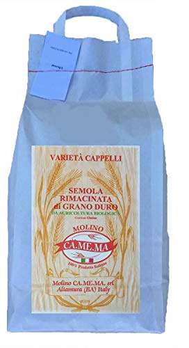 Semola Rimacinata Grano Duro varietà Cappelli 5kg prodotto BIO alta qualità, Altamura (Puglia)
