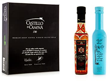 PACK ACEITE DE OLIVA ARBEQUINA CON HARISSA Y ACEITE AL HUMO DE ROBLE - CASTILLO DE CANENA - 2x250ml