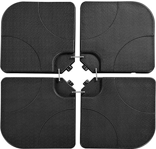 Yaheetech 4-TLG. Sonnenschirmständer Ampelschirmständer Schirmgewicht mit 80 kg Sand oder 60 kg Wasser befüllbar Beschwerungsplatten Marktschirmständer für Bodenkreuz, Schwarz